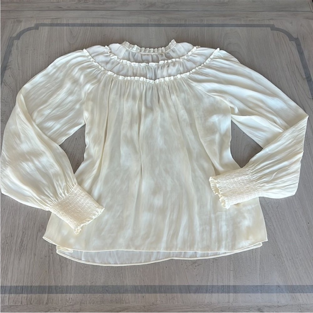 NWOT Ramy Brook Cream Ruffled Blouse - Picture 6 of 8